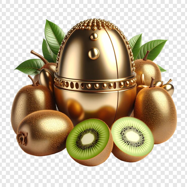 PSD golden kiwi fruits and egg bowl image for healthy food editorial and commercial use