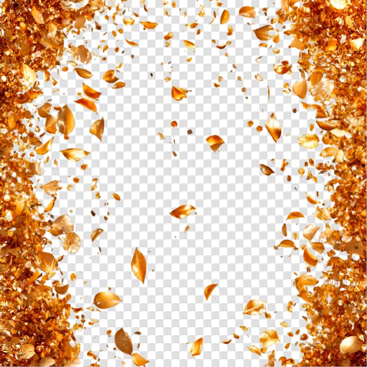 PSD golden leaf confetti falling background design