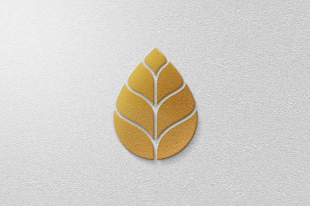 Golden leaf logo modell mit weißem papier