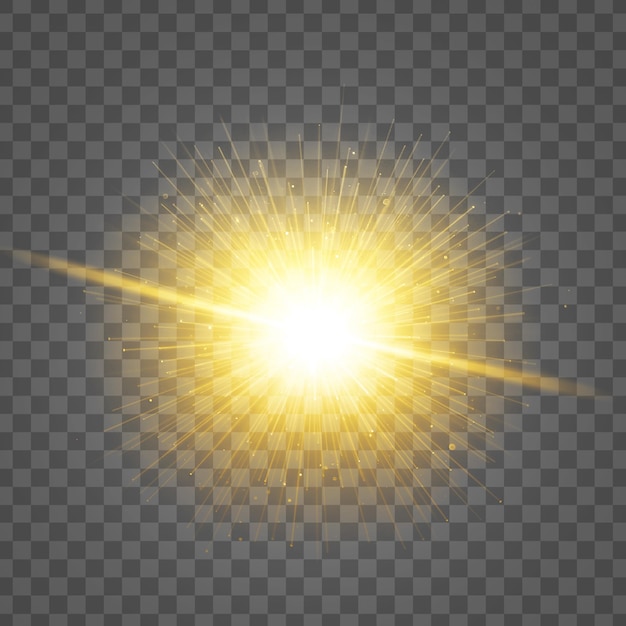 Golden Light Burst isoliert auf einem transparenten Hintergrund