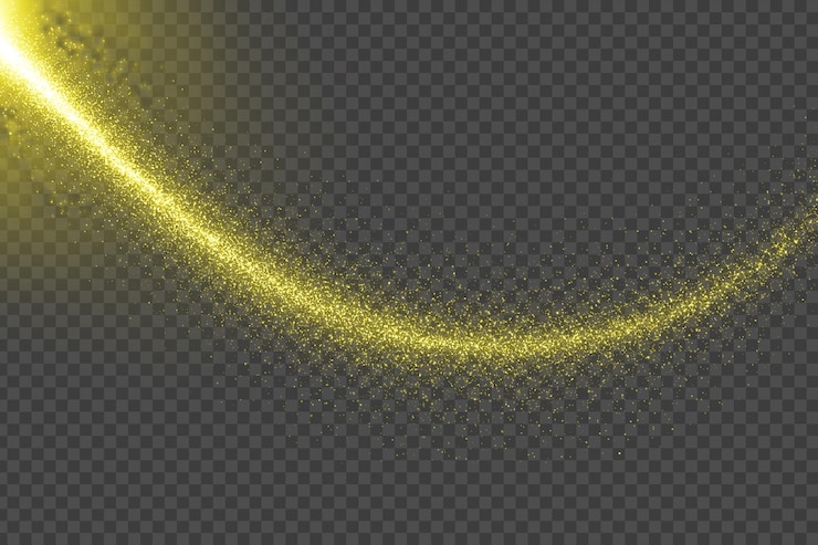 PSD golden light trail with sparkles and glow isolated on a transparent background