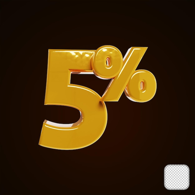 Golden Metallic 5 per cento di sconto 3d'illustrazione