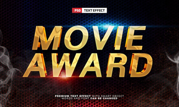 Golden Movie Award Heroes Films Style d'effet de texte modifiable 3d cinématographique