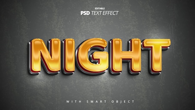 PSD golden night 3d bearbeitbare text-effekt-design