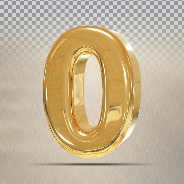 Golden number 0 3d render luxo