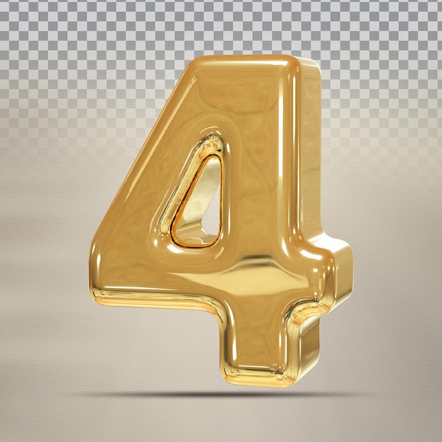 Golden Number 4 3d Render Luxe