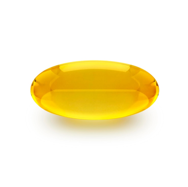 PSD golden oil capsule of vitamin a e omega 3 or collagen of medical pill transparent background