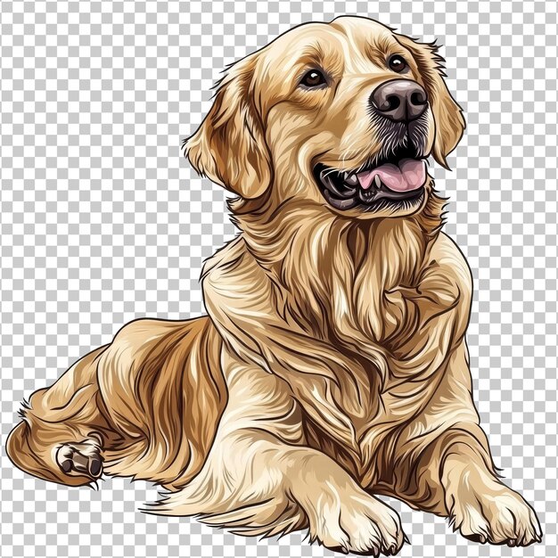 El golden retriever feliz descansa en un día soleado cortado transparente
