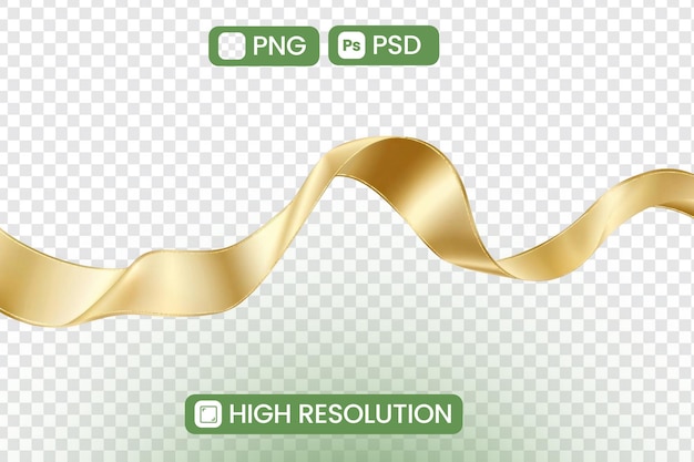 Golden Ribbon Design Creación de elegantes flujos y recursos gráficos PNG y PSD de alta resolución para proyectos de diseño y obras de arte digitales que celebran ocasiones festivas con imágenes de lujo