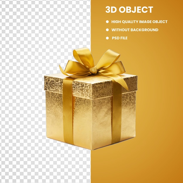 PSD golden ribbon gift box