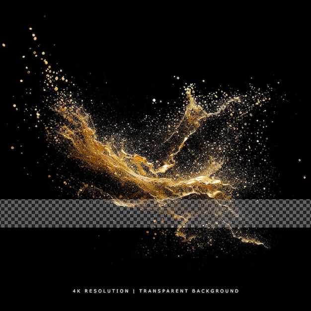 Golden Sand fliegende Explosion auf durchsichtigem Hintergrund