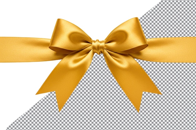 Golden Satin Gift Bow with Ribbon Isolated on White