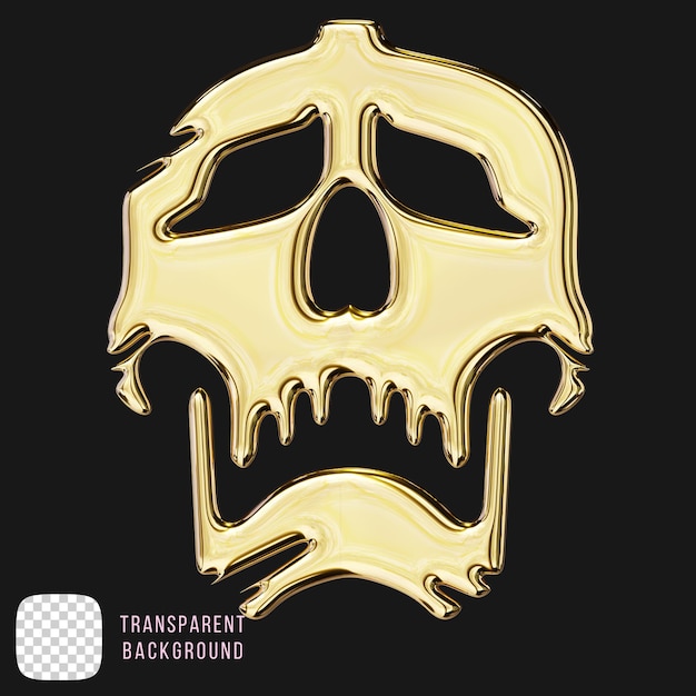 Golden Skull-Symbol 3D-Rendering auf durchsichtigem Hintergrund