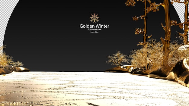 golden snow snow and variety of plants covered in gold material