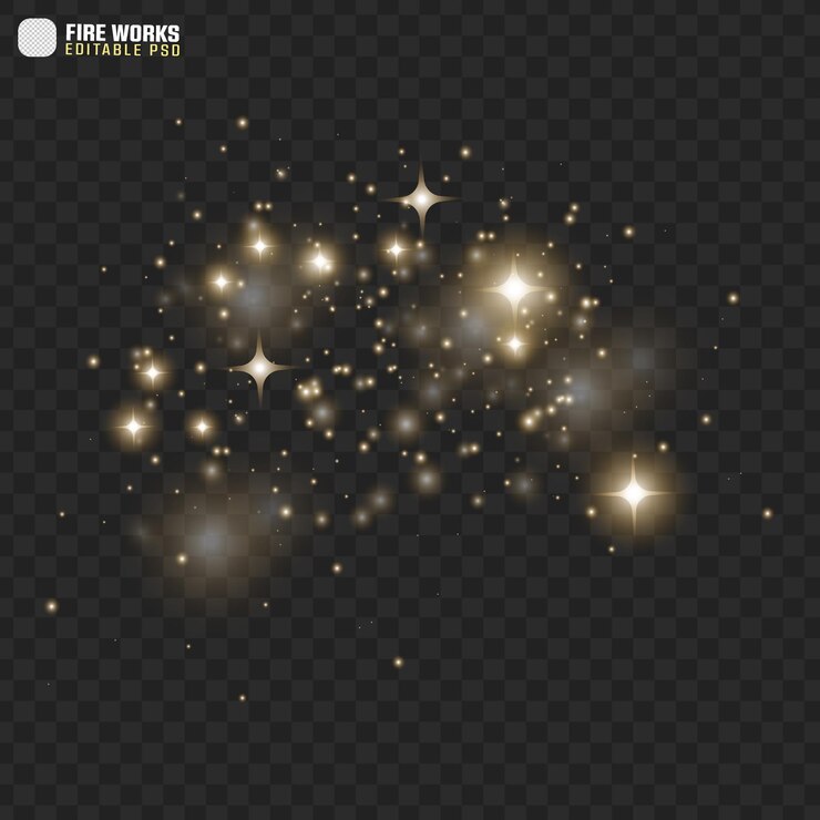 PSD golden sparkle efeitos fogos de artifício editável psd glow festivo