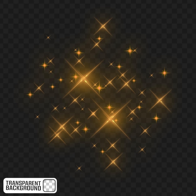 Golden Sparkle Light Overlay PNG Glitter Star Effect on Transparent Background
