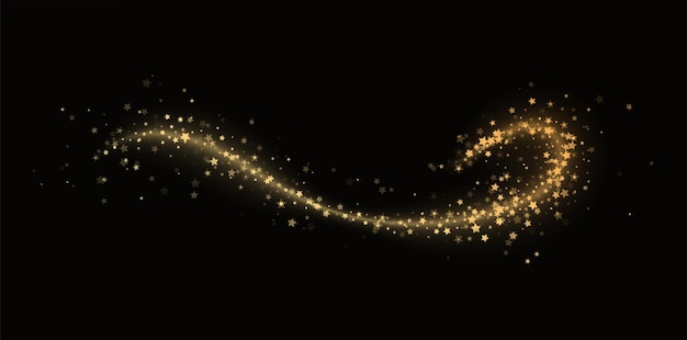 Golden Sparkle Trail sur fond noir élément de conception abstrait brillant en or pour le Nouvel An