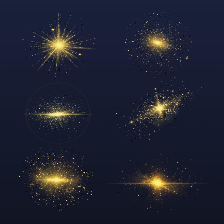 PSD golden sparkles overlay design element psd set