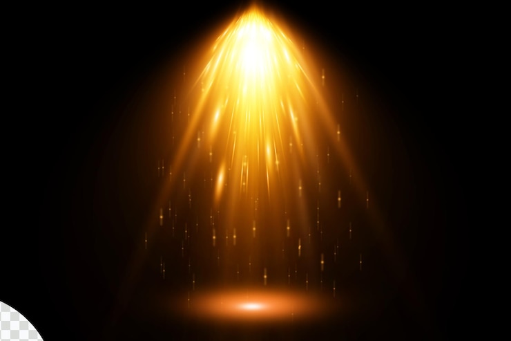 PSD golden spotlight effect on a black background