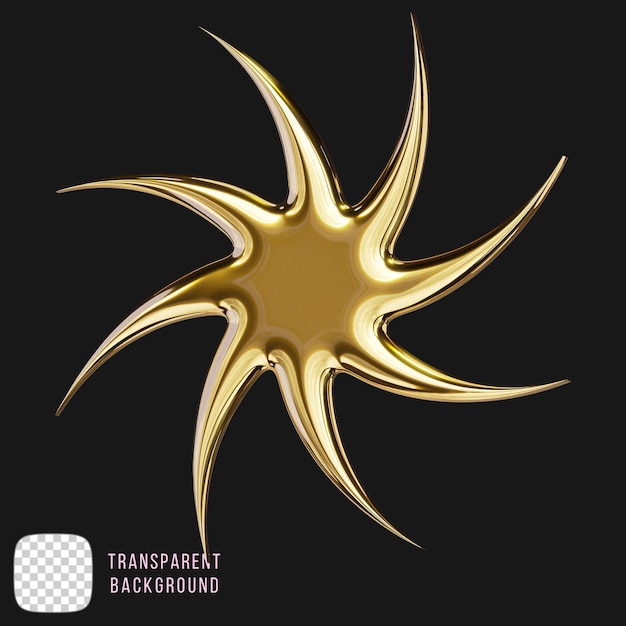 Golden Star Emblem 3D-Rendering auf durchsichtigem Hintergrund