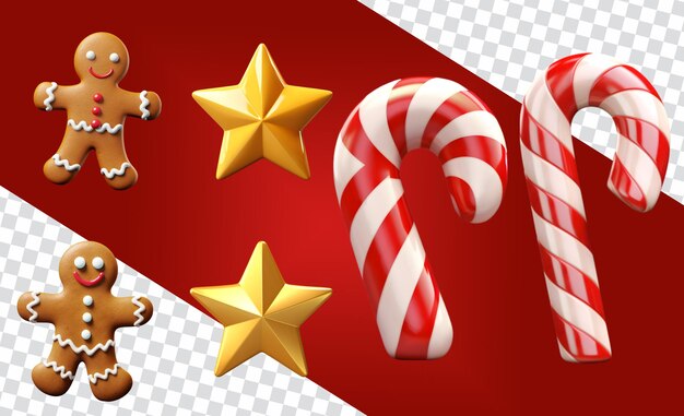 Golden star man cane 3d listo para una feliz navidad realista