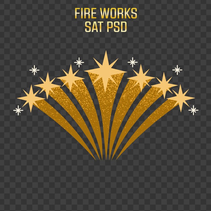 Golden Starburst Fuegos artificiales PSD Diseño decorativo elegante para proyectos festivos