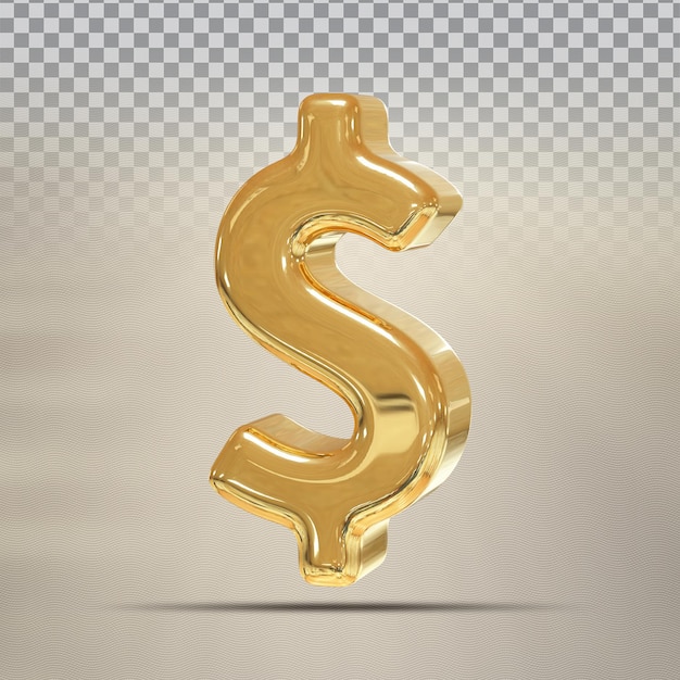 Golden symbol dollar 3d render luxo