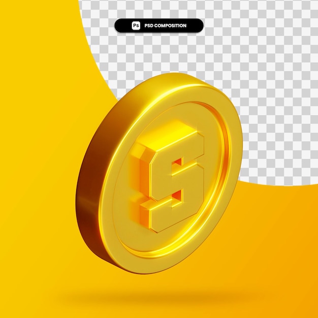 Golden The Sandbox coin 3d rendering isolated