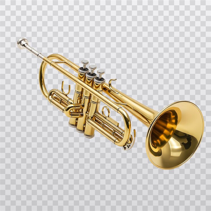 PSD golden trumpet a detailed studio shot