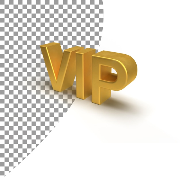 Golden VIP 3d texte rendant la conception d'illustration 3d de fond amovible