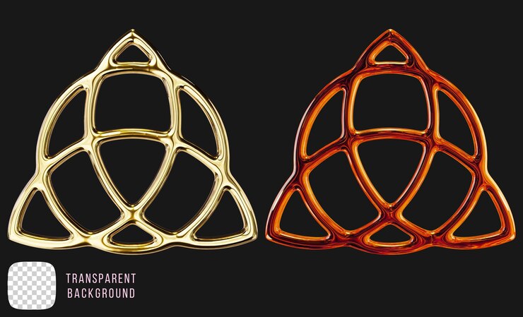 PSD golden y2k abstract símbolo celta renderizado en 3d en formato psd