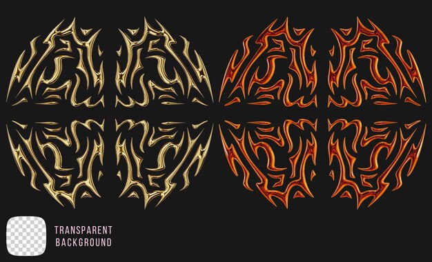 Golden y2k forma abstrata 3d renderização psd