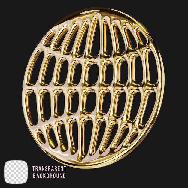 Golden y2k Globe Emblem 3d rendering on transparent background