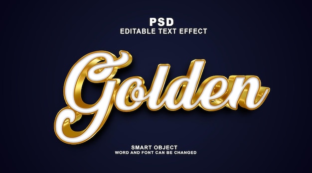 Goldene 3D-PSD-bearbeitbare Texteffekt-Photoshop-Vorlage mit Hintergrund