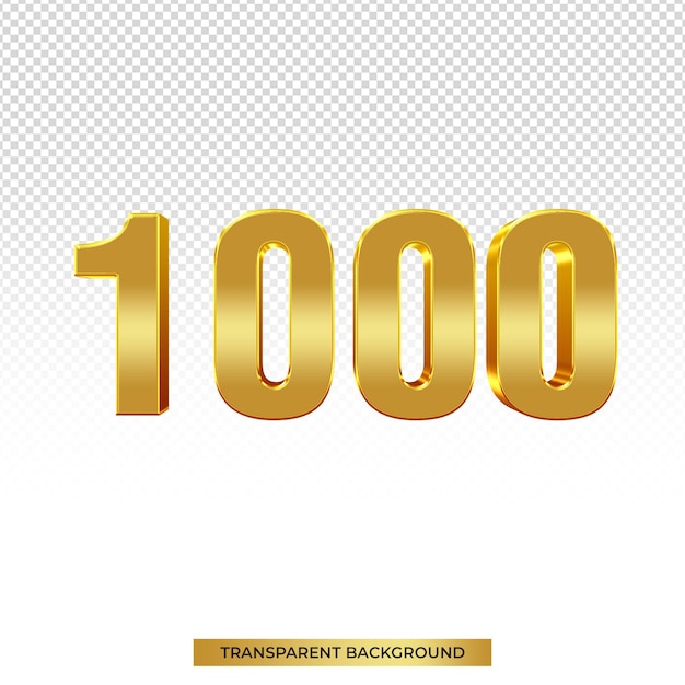 Goldene 3d-rendering-nummer 1000 isoliert