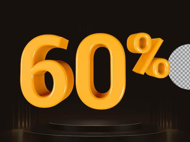 Goldene 60 Prozent Rabatt isolierte 3D-Render-Illustration