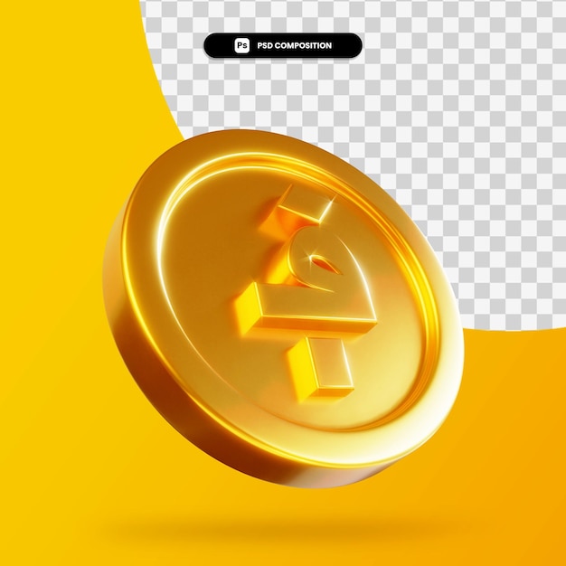 Goldene afghanische Münze 3D-Rendering isoliert