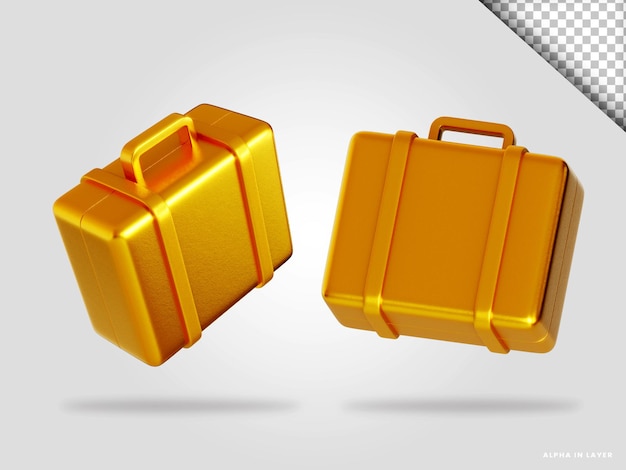 Goldene aktentasche 3d-render-illustration isoliert