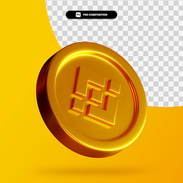 Goldene Binance-Münze 3D-Rendering isoliert