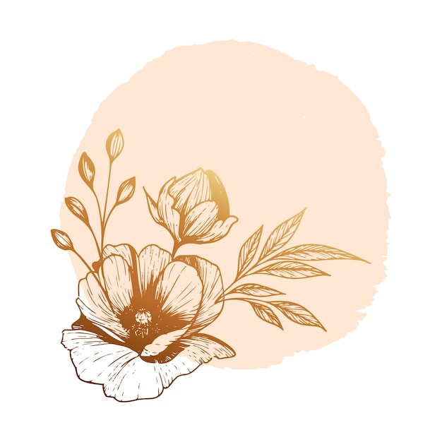 Goldene Blumen mit Aquarellflecken