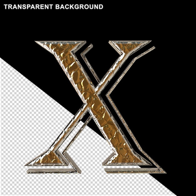 Goldene Buchstaben in silberner Fassung Buchstabe x