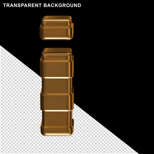 Goldene Buchstaben mit horizontalen Bändern 3D-Buchstabe i