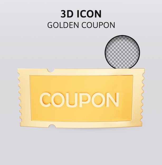 PSD goldene coupon-3d-rendering-illustration