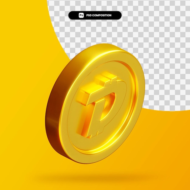 Goldene digibyte-münze 3d-rendering isoliert