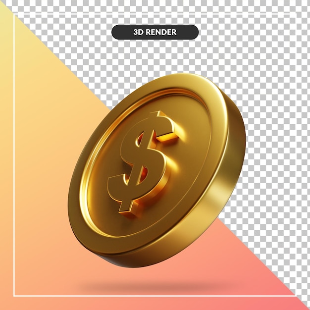 Goldene Dollar-Münze 3d visuell isoliert