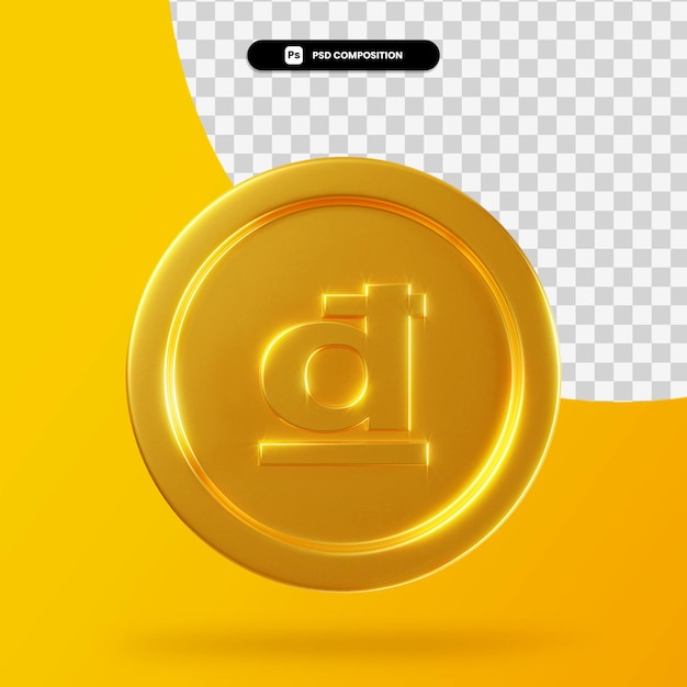 Goldene Dong-Münze 3D-Rendering isoliert