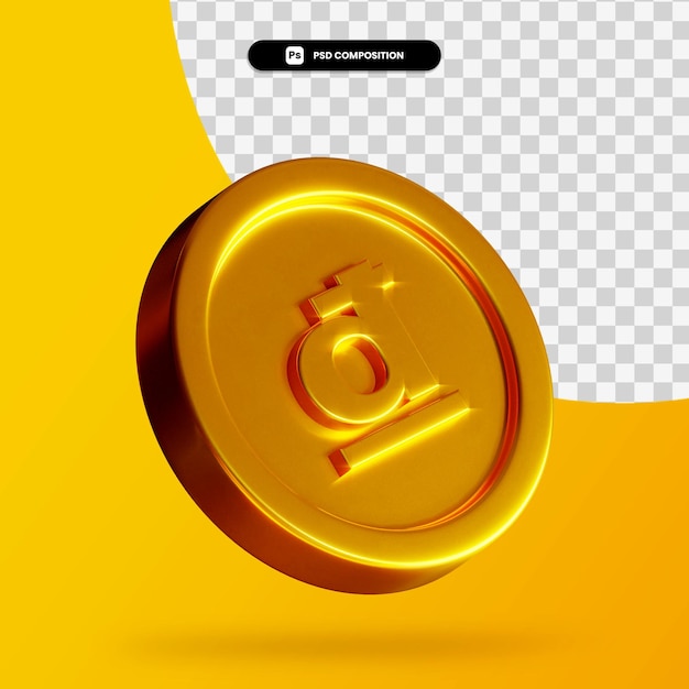 Goldene Dong-Münze 3D-Rendering isoliert