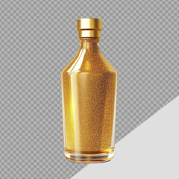 PSD goldene flasche png isoliert auf durchsichtigem hintergrund