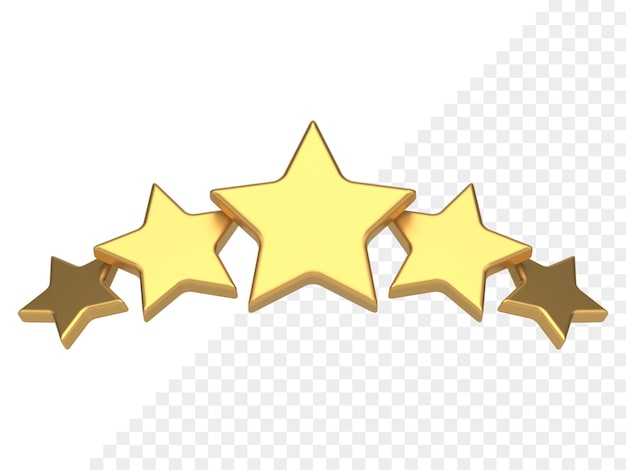 PSD goldene fünf-sterne-bewertungsauszeichnung qualitätsbewertung premium-abzeichen realistisches 3d-symbol