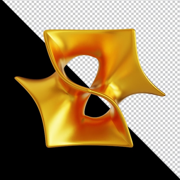 Goldene geometrische Formen in abstrakter 3D-Komposition
